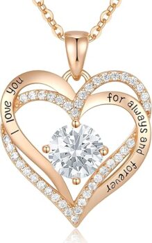 CDE Forever Love Heart pendant necklace with birthstone in sterling silver