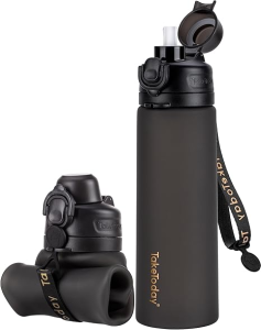 💧 TakeToday Collapsible Water Bottle, Folds Flat for Travel & Hiking