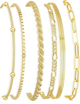 DEARMAY 14K gold plated stackable bracelet set