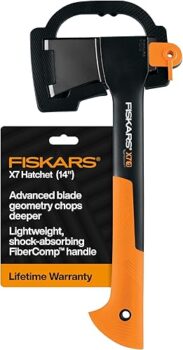 Fiskars X7 14-inch hatchet axe with sheath for camping and chopping