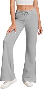 High waist flare leg sweatpants with drawstring for comfortable athleisure wear
