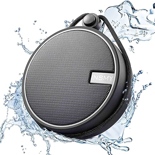 INSMY C12 waterproof Bluetooth speaker in black with suction cup