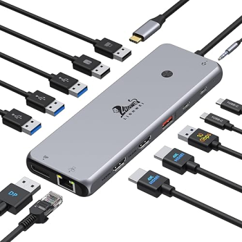 Laptop docking station 13-in-1 triple 4K display USB-C hub