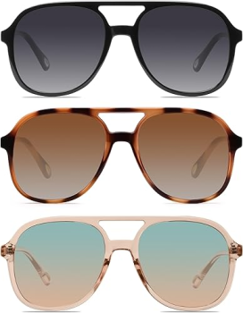 Retro square aviator sunglasses 70s double bridge style