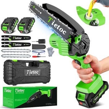 Tietoc mini chainsaw 6-inch cordless with battery for yard work and pruning