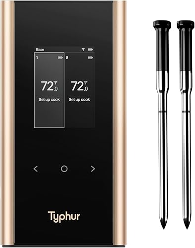 Typhur Sync Gold wireless meat thermometer with two probes and smart base