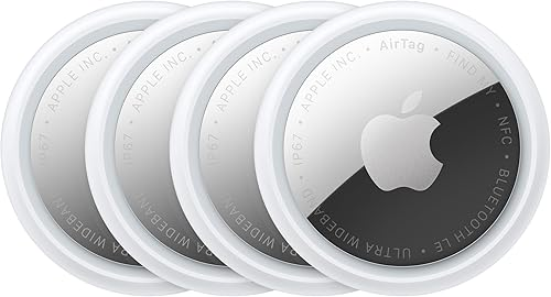 Apple AirTag 4-pack on white background