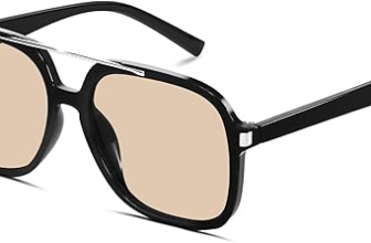 Retro aviator sunglasses with square top bar in black frame