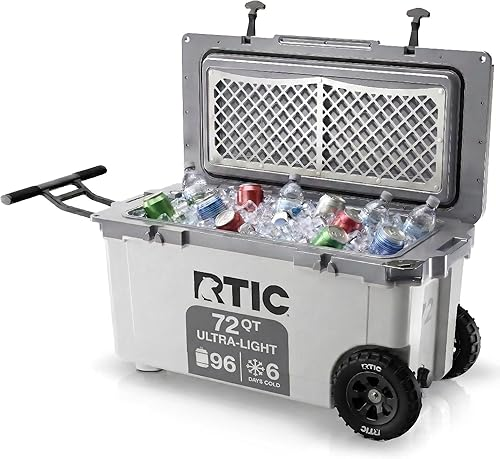 RTIC 72 quart ultra-light wheeled cooler in white