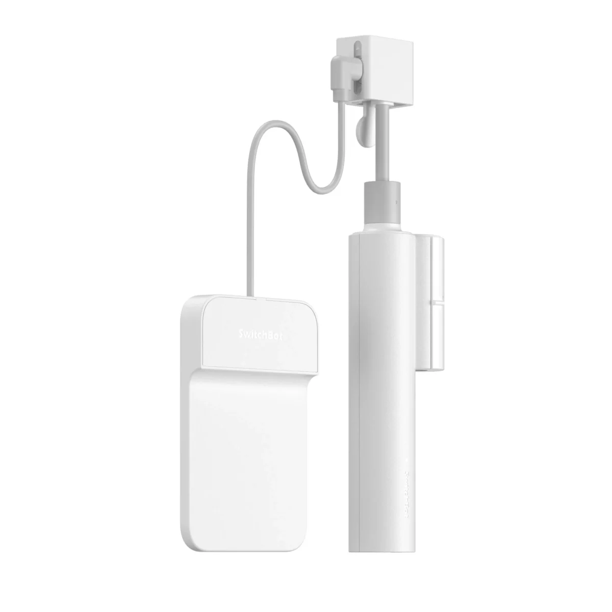 SwitchBot Blind Tilt device attached to horizontal blinds white