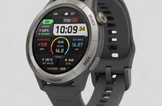 Amazfit Cheetah Pro running smartwatch with round AMOLED display and titanium bezel on a clean light gray background