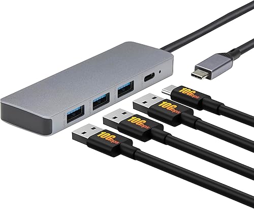 Amazon Basics 4 port USB C hub in grey