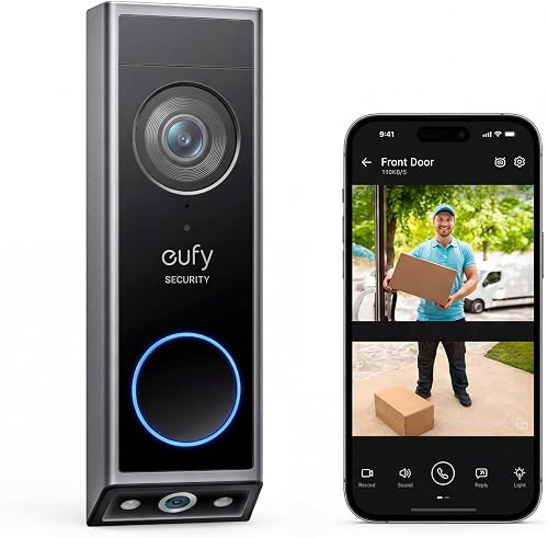eufy Security Video Doorbell E340 with dual cameras in black