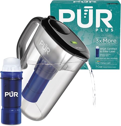 PUR Plus 7 cup water filter pitcher in black